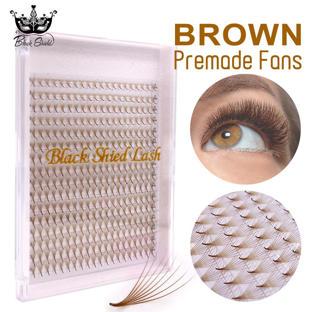 Eyelash Extension Examples - 320 Colored Pointy Base Brown Premade