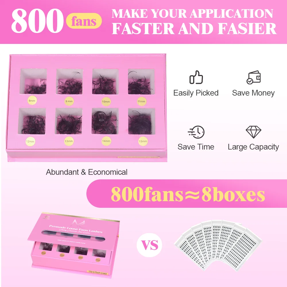 MAYOOC 800Fans Loose Fan Lashe - đánh giá và giá Eyelash Extension Russian Volume