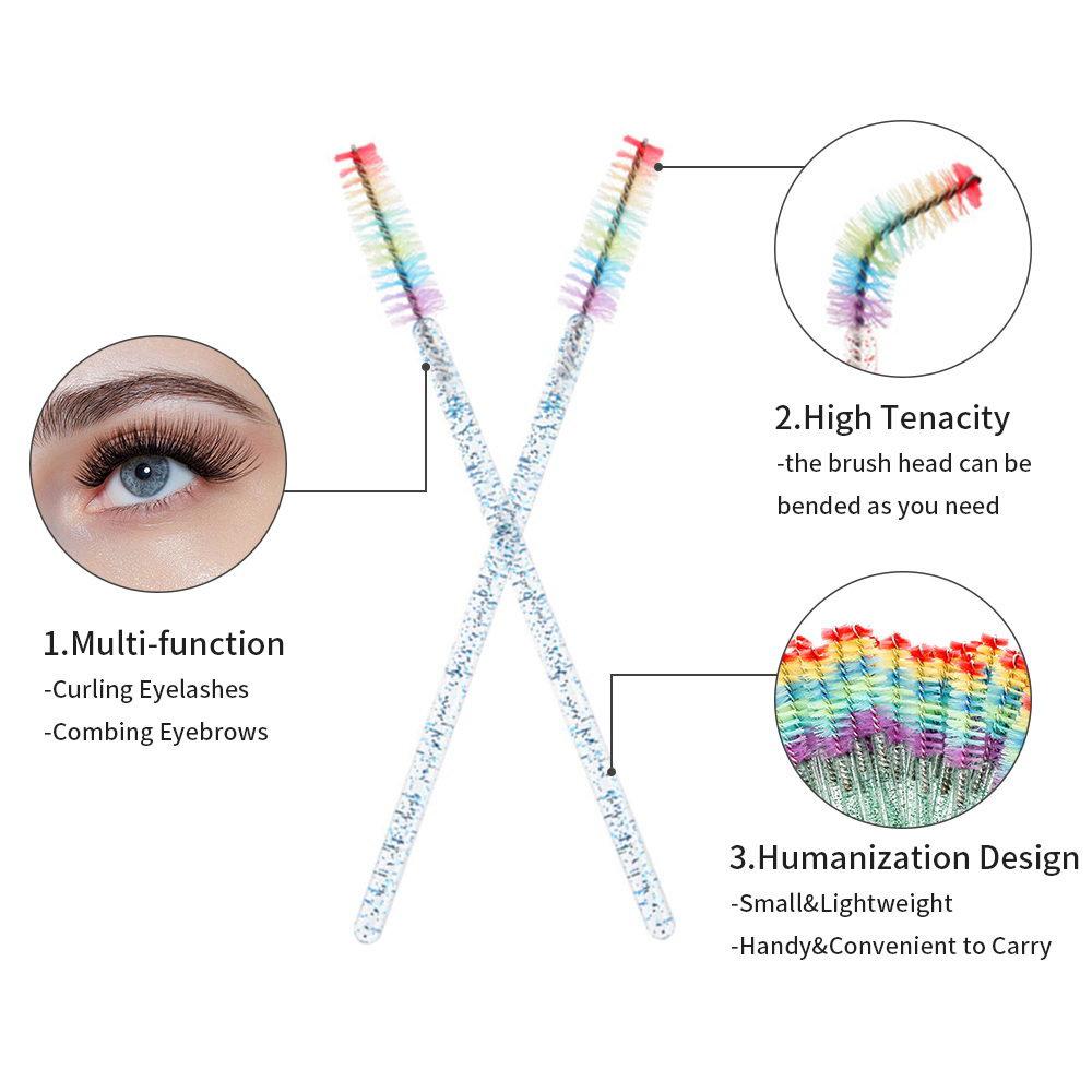 50PCS Rainbow Crystal Eyelash  - đánh giá và giá Eyelash Extension Examples