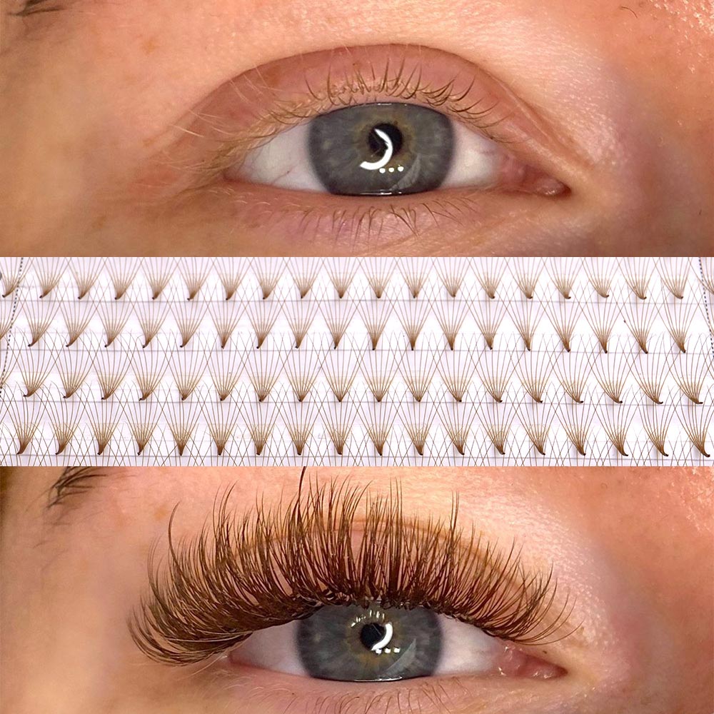 320 Colored Pointy Base Brown  - đánh giá và giá Eyelash Extension Examples